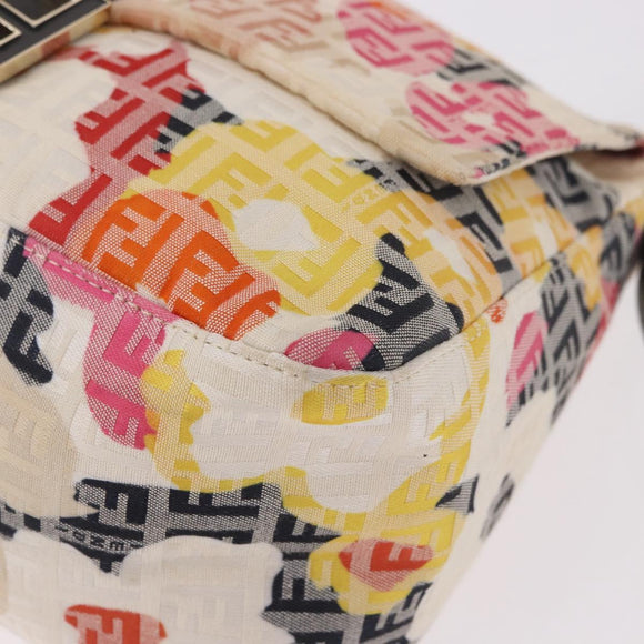 FENDI Mamma Baguette Zucchino Canvas Schoudertas Meerkleurig Goud Auth 188917SAM