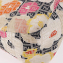 FENDI Mamma Baguette Zucchino Canvas Shoulder Bag Multicolor Gold Auth 188917SAM-16