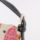 FENDI Mamma Baguette Zucchino Canvas Shoulder Bag Multicolor Gold Auth 188917SAM-18
