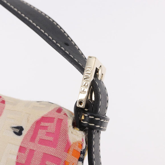 FENDI Mamma Baguette Zucchino Canvas Shoulder Bag Multicolor Gold Auth 188917SAM
