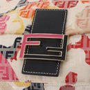 FENDI Mamma Baguette Zucchino Canvas Shoulder Bag Multicolor Gold Auth 188917SAM-19