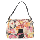 FENDI Mamma Baguette Zucchino Canvas Shoulder Bag Multicolor Gold Auth 188917SAM-13