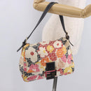 FENDI Mamma Baguette Zucchino Canvas Shoulder Bag Multicolor Gold Auth 188917SAM-26