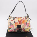 FENDI Mamma Baguette Zucchino Canvas Shoulder Bag Multicolor Gold Auth 188917SAM-12