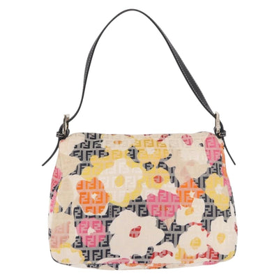 FENDI Mamma Baguette Zucchino Canvas Shoulder Bag Multicolor Gold Auth 188917SAM - 0