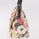 FENDI Mamma Baguette Zucchino Canvas Shoulder Bag Multicolor Gold Auth 188917SAM-3