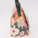 FENDI Mamma Baguette Zucchino Canvas Shoulder Bag Multicolor Gold Auth 188917SAM-4