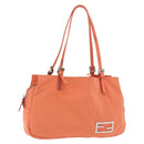FENDI Tote Bag Cotton jersey Orange Silver Auth 188926-1