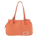 FENDI Tote Bag Cotton jersey Orange Silver Auth 188926-13