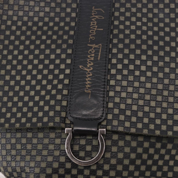 Salvatore Ferragamo Gancini Shoulder Bag Leather Black Silver Auth 188927A
