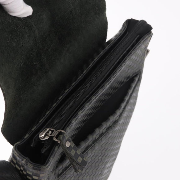 Salvatore Ferragamo Gancini Shoulder Bag Leather Black Silver Auth 188927A