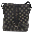 Salvatore Ferragamo Gancini Shoulder Bag Leather Black Silver Auth 188927A-13