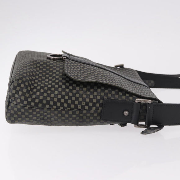 Salvatore Ferragamo Gancini Shoulder Bag Leather Black Silver Auth 188927A