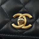 CHANEL Matelasse Chain Shoulder Bag Leather Navy Gold CC Auth 188933SAM-15