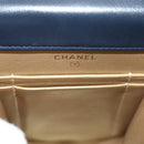 CHANEL Matelasse Chain Shoulder Bag Leather Navy Gold CC Auth 188933SAM-19