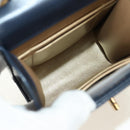 CHANEL Matelasse Chain Shoulder Bag Leather Navy Gold CC Auth 188933SAM-20