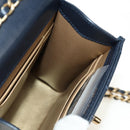 CHANEL Matelasse Chain Shoulder Bag Leather Navy Gold CC Auth 188933SAM-21