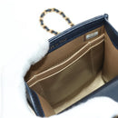 CHANEL Matelasse Chain Shoulder Bag Leather Navy Gold CC Auth 188933SAM-23