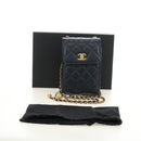 CHANEL Matelasse Chain Shoulder Bag Leather Navy Gold CC Auth 188933SAM-28