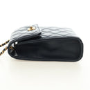 CHANEL Matelasse Chain Shoulder Bag Leather Navy Gold CC Auth 188933SAM-4