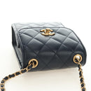 CHANEL Matelasse Chain Shoulder Bag Leather Navy Gold CC Auth 188933SAM-6