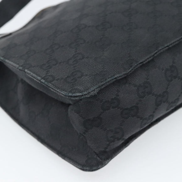 GUCCI GG Canvas Shoulder Bag Black Silver 120841 Auth 188960A