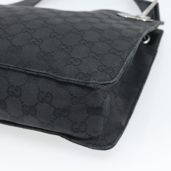 GUCCI GG Canvas Shoulder Bag Black Silver 120841 Auth 188960A
