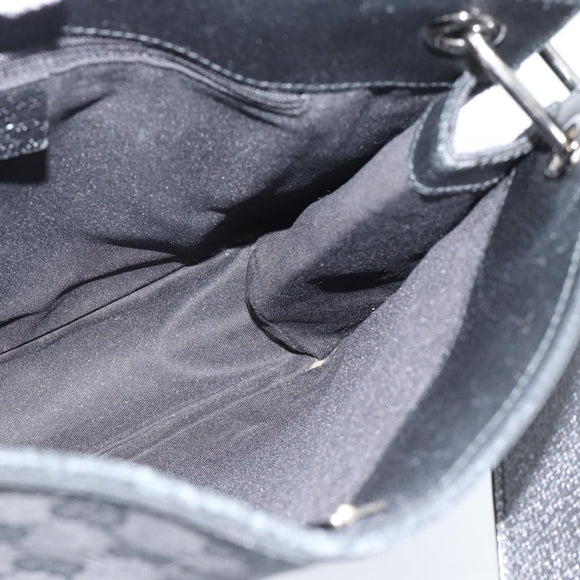 GUCCI GG Canvas Shoulder Bag Black Silver 120841 Auth 188960A