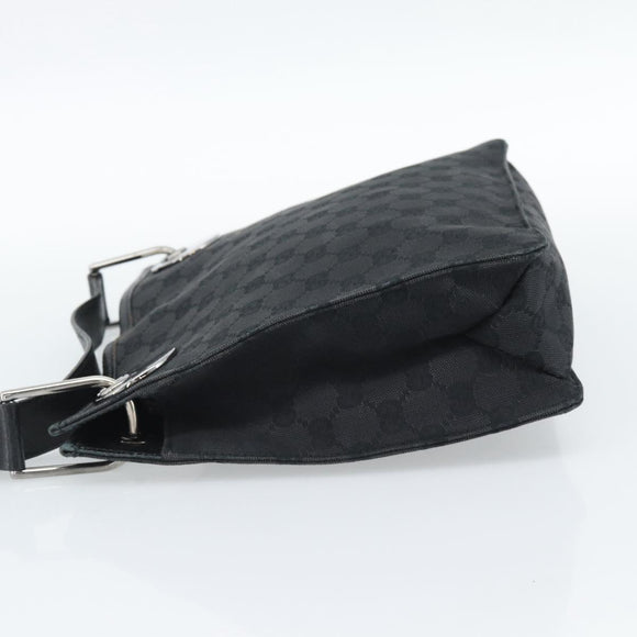 GUCCI GG Canvas Shoulder Bag Black Silver 120841 Auth 188960A