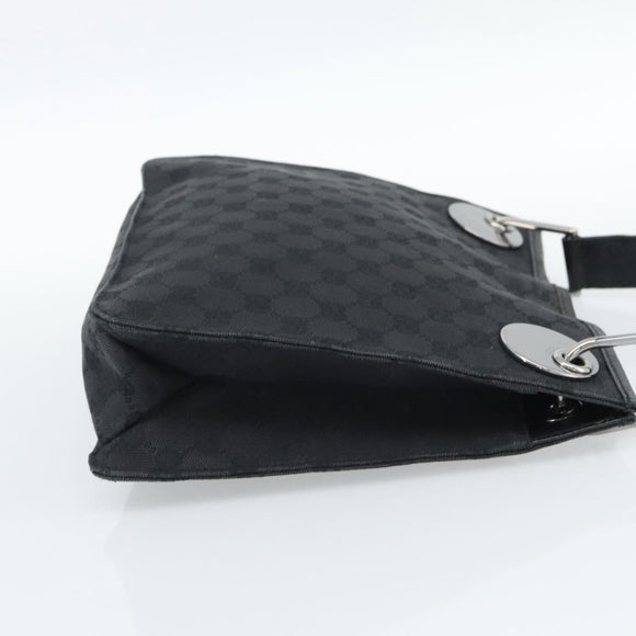 GUCCI GG Canvas Shoulder Bag Black Silver 120841 Auth 188960A