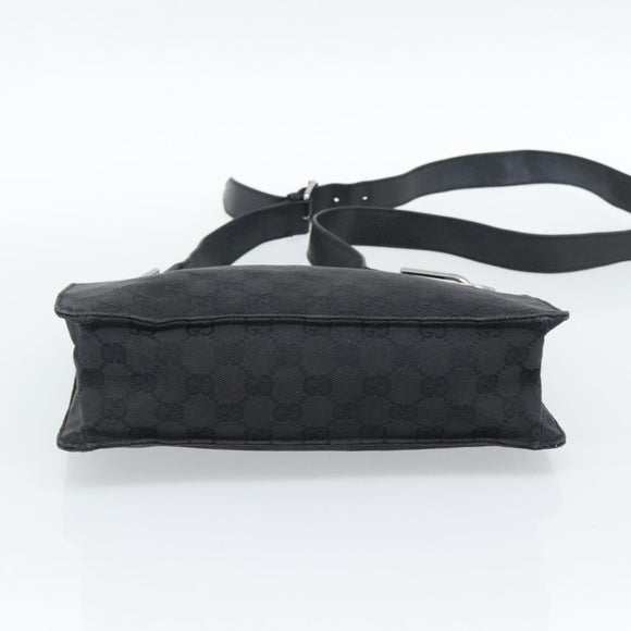 GUCCI GG Canvas Shoulder Bag Black Silver 120841 Auth 188960A