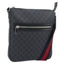 GUCCI GG Supreme Sherry Line Shoulder Bag PVC Black Silver 792081 Auth 188961-1