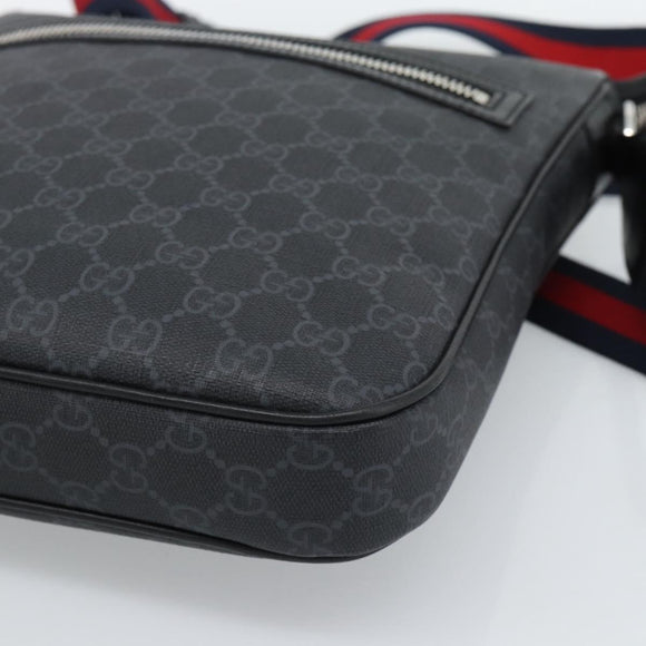 GUCCI GG Supreme Sherry Line Shoulder Bag PVC Black Silver 792081 Auth 188961