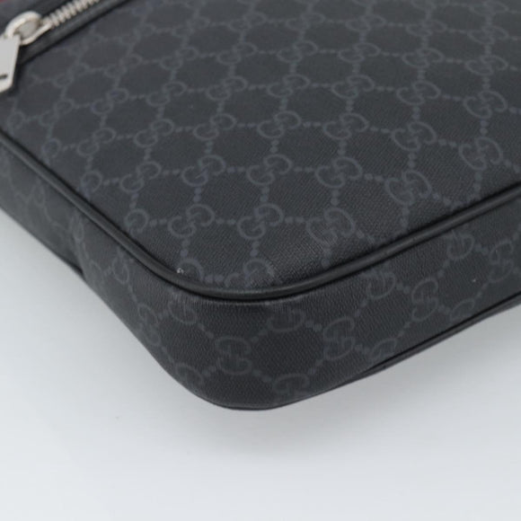 GUCCI GG Supreme Sherry Line Shoulder Bag PVC Black Silver 792081 Auth 188961