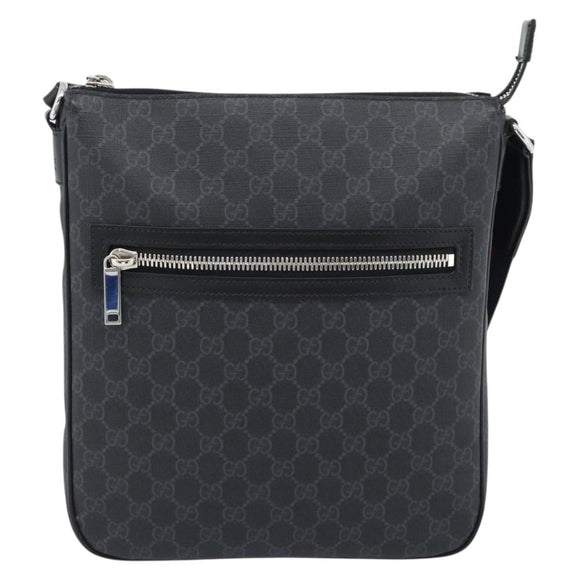GUCCI GG Supreme Sherry Line Shoulder Bag PVC Black Silver 792081 Auth 188961