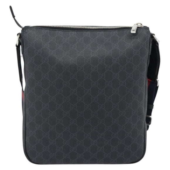 GUCCI GG Supreme Sherry Line Shoulder Bag PVC Black Silver 792081 Auth 188961