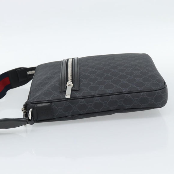 GUCCI GG Supreme Sherry Line Shoulder Bag PVC Black Silver 792081 Auth 188961