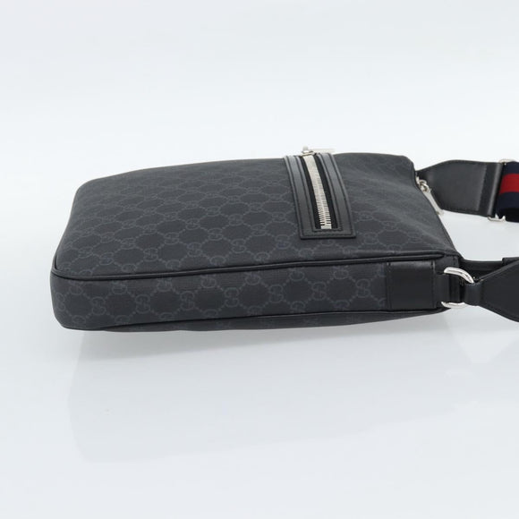 GUCCI GG Supreme Sherry Line Shoulder Bag PVC Black Silver 792081 Auth 188961