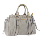 Miu Miu Hand Bag Leather 2way Light Blue Gold Auth 188963M-1
