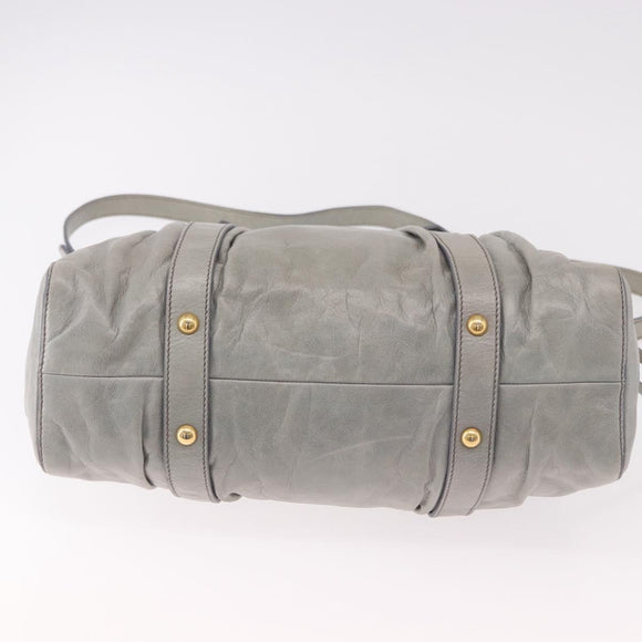 Miu Miu Hand Bag Leather 2way Light Blue Gold Auth 188963M