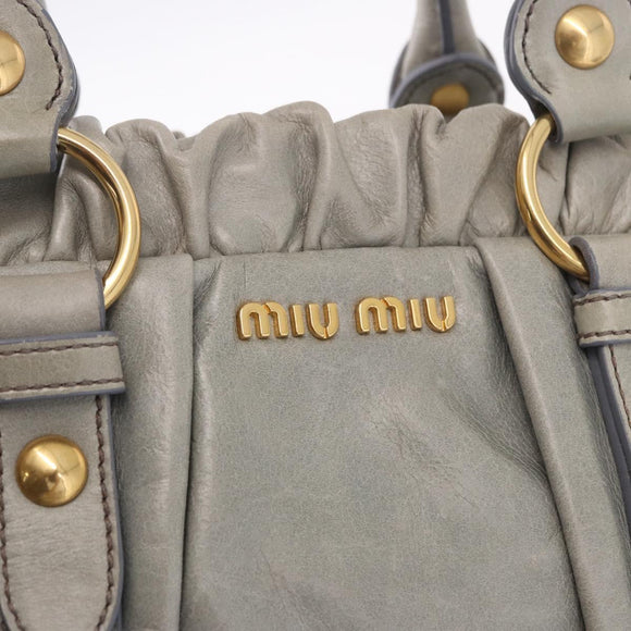 Miu Miu Hand Bag Leather 2way Light Blue Gold Auth 188963M