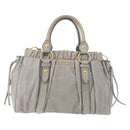 Miu Miu Hand Bag Leather 2way Light Blue Gold Auth 188963M-2
