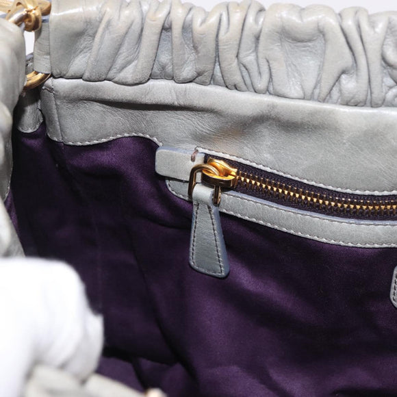 Miu Miu Hand Bag Leather 2way Light Blue Gold Auth 188963M