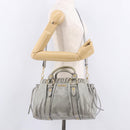 Miu Miu Hand Bag Leather 2way Light Blue Gold Auth 188963M-25