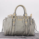Miu Miu Hand Bag Leather 2way Light Blue Gold Auth 188963M-26