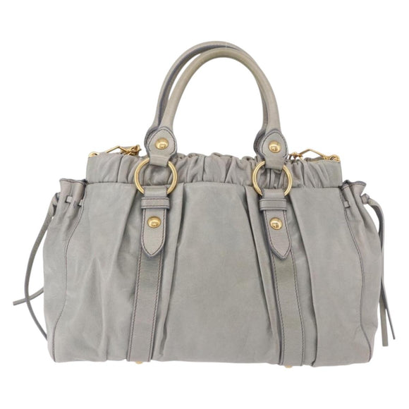 Miu Miu Hand Bag Leather 2way Light Blue Gold Auth 188963M