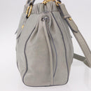 Miu Miu Hand Bag Leather 2way Light Blue Gold Auth 188963M-5