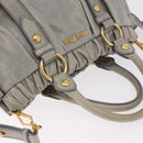 Miu Miu Hand Bag Leather 2way Light Blue Gold Auth 188963M-6