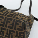 FENDI Zucca Canvas Mamma Baguette Shoulder Bag Black Brown Auth 188964V-14