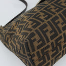 FENDI Zucca Canvas Mamma Baguette Shoulder Bag Black Brown Auth 188964V-15
